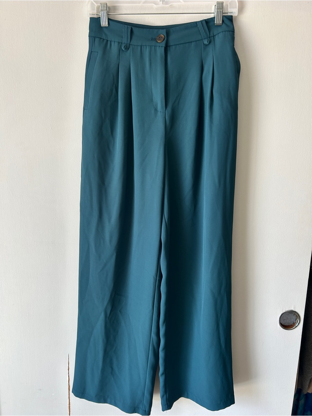 High-Waist Wide-Leg Trousers in Teal - Picture 5 of 11